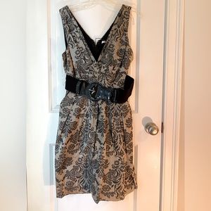 Corey P belted metallic patty dress with pockets, size medium